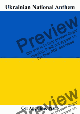 page one of Ukrainian National Anthem (Щс нс вмсрла України ні слава, ні воля) for English Horn/Cor Anglais & Piano MFAO World National Anthem Series