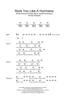 page one of Rock You Like A Hurricane (Guitar Chords/Lyrics)