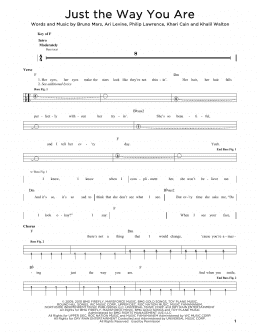 page one of Just The Way You Are (Easy Bass Tab)