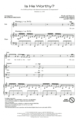 page one of Is He Worthy? (arr. Heather Sorenson) (SATB Choir)