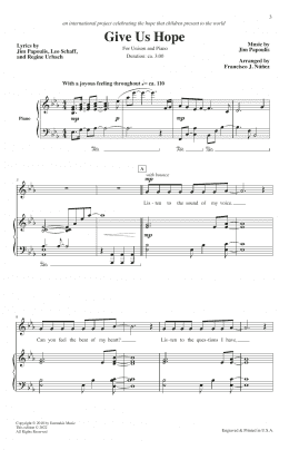 page one of Give Us Hope (Unison Choir)