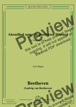 page one of Beethoven-Abendlied unter'm gestirnten Himmel,WoO 150,in E Major,for Voice&Pno