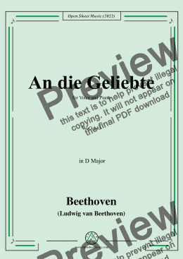 page one of Beethoven-An die Geliebte,WoO 140(Version II),in D Major