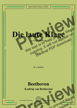 page one of Beethoven-Die laute Klage,WoO 135 