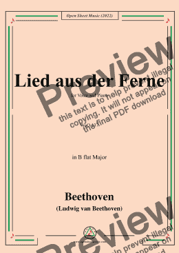 page one of Beethoven-Lied aus der Ferne,WoO 137