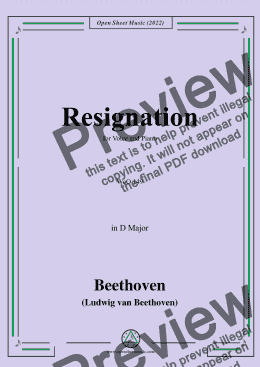 page one of Beethoven-Resignation,WoO 149 