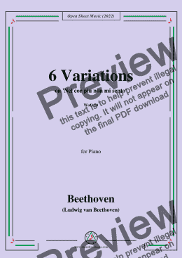 page one of Beethoven-6 Variations on Nel cor piu non mi sento,WoO 70,in G Major,for Piano