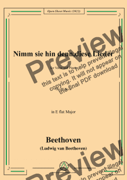 page one of Beethoven-Nimm sie hin denn,diese Lieder,Op.98 No.6,in E flat Major 