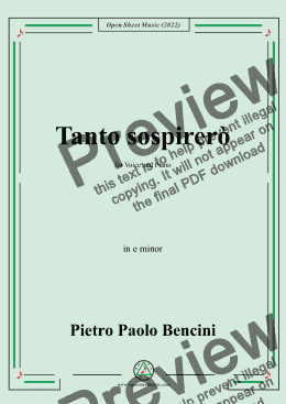 page one of P. P. Bencini-Tanto sospirerò,in e minor,for Voice and Piano