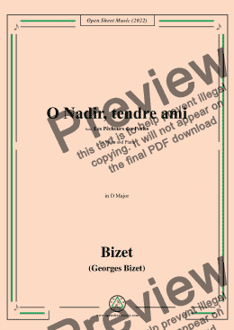 page one of Bizet-O Nadir,tendre ami,from Les Pêcheurs de Perles,for Voice and Piano 