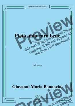 page one of G. M. Bononcini-Pieta,mio caro bene,from 'Serenata',in f minor 