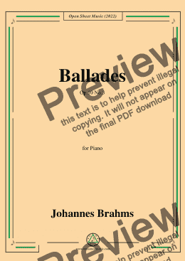 page one of Brahms-Ballades,in b minor,Op.10 No.3,for Piano