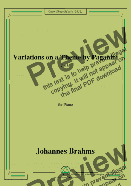 page one of Brahms-Variations on a Theme by Paganini,Op.35,in a minor,for Piano