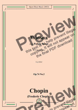 page one of Chopin-Wiosna(Der Frühling),in g minor,Op.74 No.2,from Polish Songs