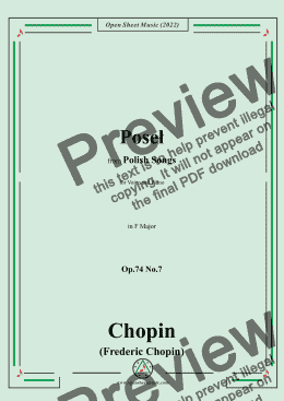 page one of Chopin-Poseł(Der Bote),in F Major,Op.74 No.7,from Polish Songs 