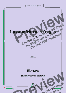 page one of Flotow-Lasst mich euch fragen,from Martha,for Voice and Piano