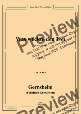 page one of Gernsheim-Was weckte den Ton,Op.19 No.3,in E flat Major 