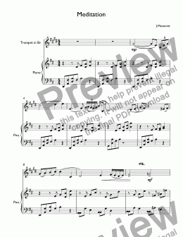 page one of Massenet, Jules - Thaïs, Act 2: Méditation for trumpet Bb & piano