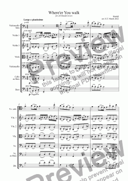 page one of Where'er You walk with cello solo