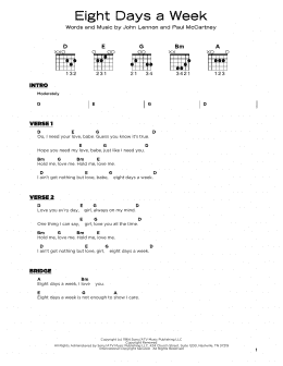 page one of Eight Days A Week (Really Easy Guitar)