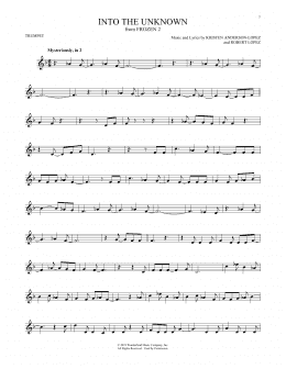 page one of Into The Unknown (from Disney's Frozen 2) (Trumpet Solo)