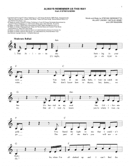 page one of Always Remember Us This Way (from A Star Is Born) (Easy Lead Sheet / Fake Book)