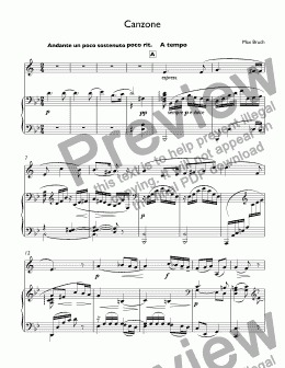 page one of Bruch, Max - Canzone for  trumpet Bb & piano (arr. Nakaryakov)