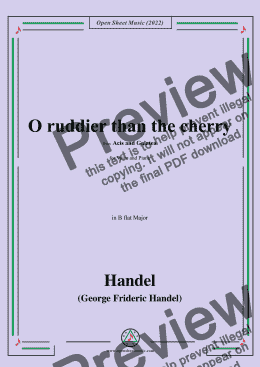 page one of Handel-O ruddier than the cherry,from Acis and Galatea