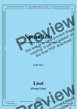 page one of Liszt-Sposalizio,S.161 No.1,from Annees de pelerinage II,S.161,for Piano