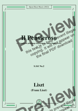 page one of Liszt-Il Pensieroso,S.161 No.2,from Annees de pelerinage II,S.161,for Piano