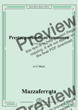 page one of Mazzaferrata-Presto presto io minnamoro,in G Major