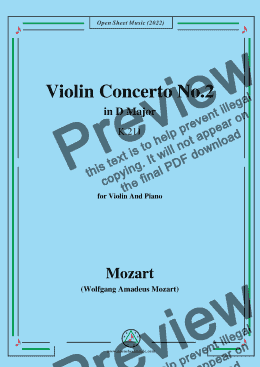 page one of Mozart-Violin Concerto No.2 in D Major,K.211