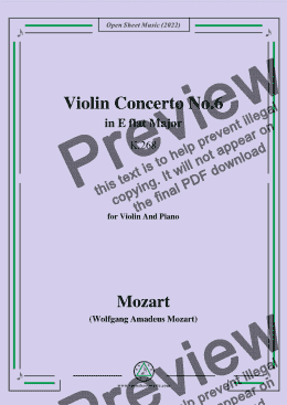 page one of Mozart-Violin Concerto No.6 in E flat Major,K.268,for Violin and Piano