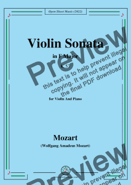 page one of Mozart-Violin Sonata in F Major,K.57,for Violin&Piano