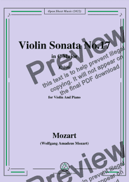 page one of Mozart-Violin Sonata No.17,in C Major,K.296,for Violin&Piano