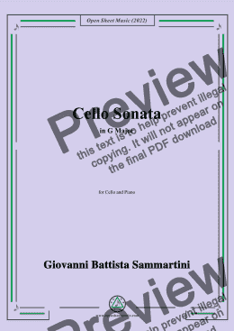 page one of G. B. Sammartini-Cello Sonata,in G Major,for Cello and Piano