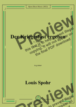 page one of Spohr-Der Kriegeslust ergeben,from Jessonda,for Voice and Piano