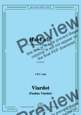 page one of Viardot-Hai Luli!,VWV 1106,in g minor,from '6 Mélodies et une havanaise'