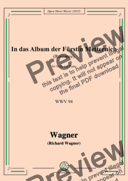 page one of Wagner-In das Album der Fürstin Metternich(Romanze)