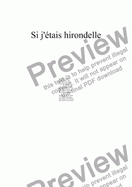 page one of Si j'étais hirondelle