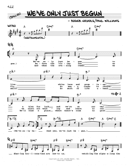 page one of We've Only Just Begun (Real Book – Melody, Lyrics & Chords)