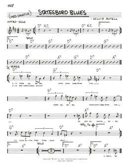 page one of Statesboro Blues (Real Book – Melody, Lyrics & Chords)