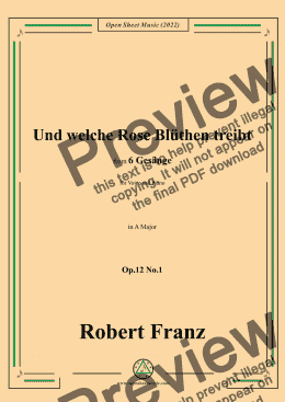 page one of Franz-Und welche Rose Bluthen treibt,in A Major,Op.12 No.1