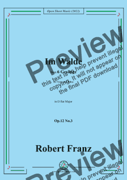 page one of Franz-Im Walde,in D flat Major,Op.12 No.3,from 6 Gesange