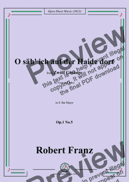 page one of Franz-O sah ich auf der Haide dort,in E flat Major,Op.1 No.5