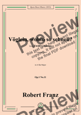 page one of Franz-Voglein,wohin so schnell?,in A flat Major,Op.1 No.11