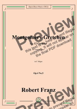 page one of Franz-Montgomery Gretchen,in C Major,Op.4 No.5,from 12 Gesange