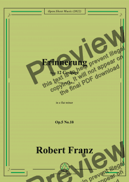 page one of Franz-Erinnerung,in e flat minor,Op.5 No.10,from 12 Gesange