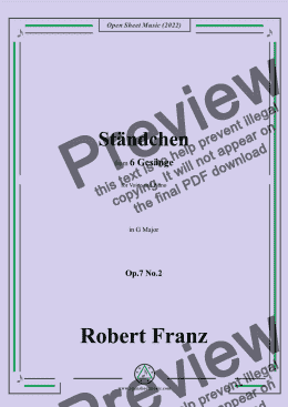 page one of Franz-Standchen,in G Major,Op.7 No.2,from 6 Gesange