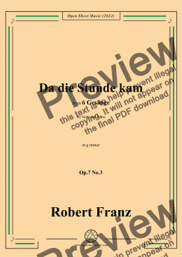 page one of Franz-Da die Stunde kam,in g minor,Op.7 No.3,from 6 Gesange